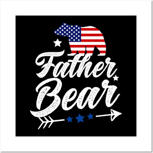 Father Bear Patriotic Flag Matching 4th Of July Posters and Art